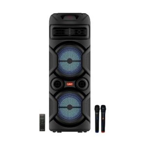 - DigitalX PartyMate X302 portable Bluetooth party speaker with LED lighting, two wireless microphones and remote control